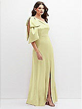 Side View Thumbnail - Butter Yellow One-Shoulder Satin Maxi Dress with Chic Oversized Shoulder Bow