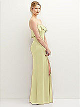 Side View Thumbnail - Butter Yellow Soft Ruffle Cuff Strapless Trumpet Dress with Front Slit