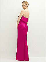 Rear View Thumbnail - Think Pink Soft Ruffle Cuff Strapless Trumpet Dress with Front Slit