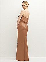 Rear View Thumbnail - Toffee Soft Ruffle Cuff Strapless Trumpet Dress with Front Slit