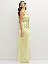 Side View Thumbnail - Butter Yellow Asymmetrical Draped Pleat Wrap Satin Maxi Dress