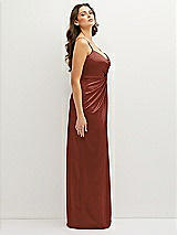 Side View Thumbnail - Auburn Moon Asymmetrical Draped Pleat Wrap Satin Maxi Dress