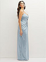 Side View Thumbnail - Mist Asymmetrical Draped Pleat Wrap Satin Maxi Dress