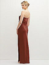 Rear View Thumbnail - Auburn Moon Strapless Pull-On Satin Column Dress with Side Seam Slit