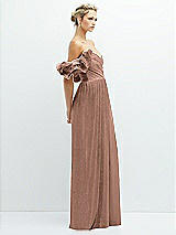 Side View Thumbnail - Metallic Sienna Dramatic Ruffle Edge Convertible Strap Metallic Pleated Maxi Dress