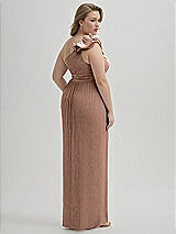 Alt View 3 Thumbnail - Metallic Sienna Dramatic Ruffle Edge One-Shoulder Metallic Pleated Maxi Dress