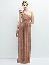 Front View Thumbnail - Metallic Sienna Dramatic Ruffle Edge One-Shoulder Metallic Pleated Maxi Dress