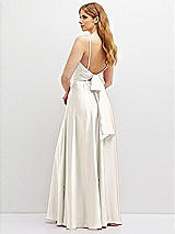 Rear View Thumbnail - Ivory Adjustable Sash Tie Back Satin Maxi Dress with Full Skirt