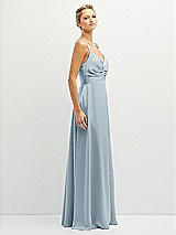 Side View Thumbnail - Mist Vertical Ruched Bodice Satin Maxi Dress with Full Skirt