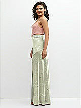 Side View Thumbnail - Vintage Primrose Celadon Floral Satin Mix-and-Match High Waist Seamed Bias Skirt