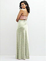 Rear View Thumbnail - Vintage Primrose Celadon Floral Satin Mix-and-Match High Waist Seamed Bias Skirt