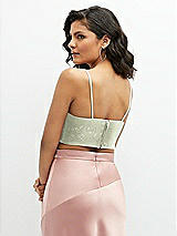 Rear View Thumbnail - Vintage Primrose Celadon Floral Satin Mix-and-Match Draped Midriff Top