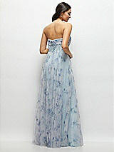 Rear View Thumbnail - Mist Garden Floral Strapless Twist Cup Corset Tulle Dress with Long Full Skirt