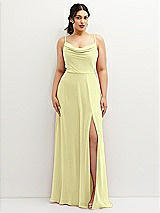 Front View Thumbnail - Butter Yellow Soft Cowl-Neck A-Line Maxi Dress with Adjustable Straps