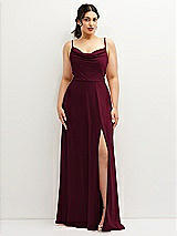 Front View Thumbnail - Cabernet Soft Cowl-Neck A-Line Maxi Dress with Adjustable Straps