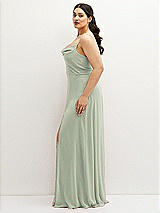 Side View Thumbnail - Celadon Soft Cowl-Neck A-Line Maxi Dress with Adjustable Straps