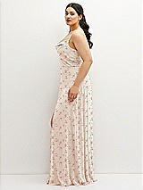 Side View Thumbnail - Coquette Floral Print Soft Cowl-Neck A-Line Maxi Dress with Adjustable Straps