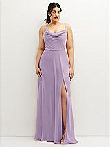 Front View Thumbnail - Pale Purple Soft Cowl-Neck A-Line Maxi Dress with Adjustable Straps