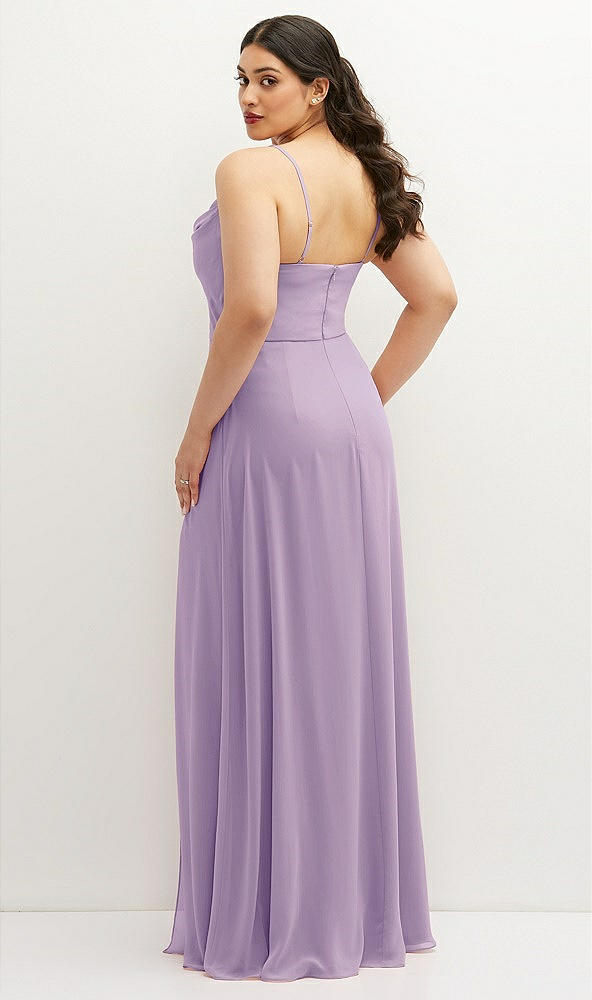 Back View - Pale Purple Soft Cowl-Neck A-Line Maxi Dress with Adjustable Straps