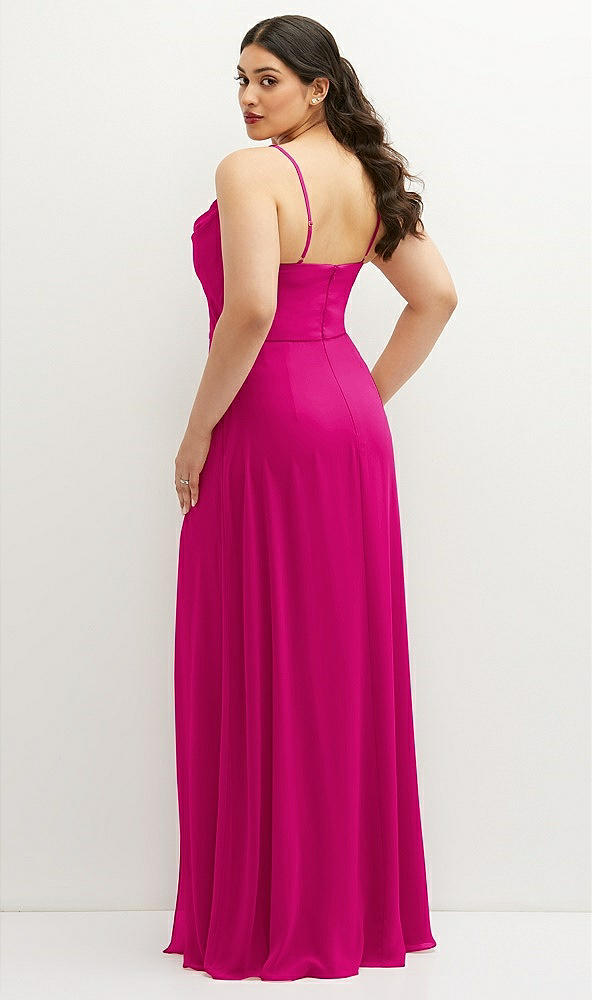 Back View - Think Pink Soft Cowl-Neck A-Line Maxi Dress with Adjustable Straps