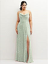 Front View Thumbnail - Vintage Primrose Sage Soft Cowl-Neck A-Line Maxi Dress with Adjustable Straps