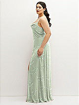 Side View Thumbnail - Vintage Primrose Sage Soft Cowl-Neck A-Line Maxi Dress with Adjustable Straps