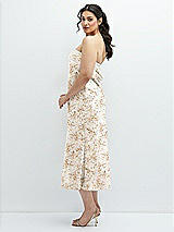 Alt View 2 Thumbnail - Golden Hour Floral Strapless Midi Bias Column Dress with Peek-a-Boo Corset Back