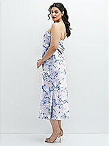 Alt View 2 Thumbnail - Magnolia Sky Floral Strapless Midi Bias Column Dress with Peek-a-Boo Corset Back