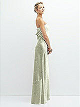 Side View Thumbnail - Vintage Primrose Celadon Floral Strapless Maxi Bias Column Dress with Peek-a-Boo Corset Back