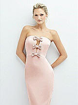 Alt View 1 Thumbnail - Blush Rhinestone Bow Trimmed Peek-a-Boo Deep-V Maxi Dress with Pencil Skirt