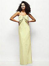 Alt View 1 Thumbnail - Butter Yellow Strapless Satin Column Maxi Dress with Oversized Handcrafted Bow