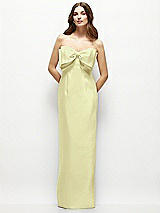 Alt View 2 Thumbnail - Butter Yellow Strapless Satin Column Maxi Dress with Oversized Handcrafted Bow