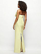 Rear View Thumbnail - Butter Yellow Strapless Satin Column Maxi Dress with Oversized Handcrafted Bow