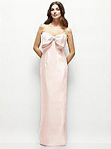 Alt View 2 Thumbnail - Blush Strapless Satin Column Maxi Dress with Oversized Handcrafted Bow