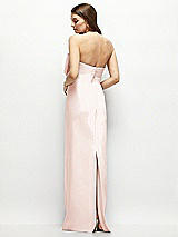 Alt View 4 Thumbnail - Blush Strapless Satin Column Maxi Dress with Oversized Handcrafted Bow