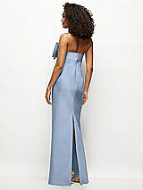 Rear View Thumbnail - Cloudy Strapless Satin Column Maxi Dress with Oversized Handcrafted Bow