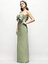 Alt View 3 Thumbnail - Sage Strapless Satin Column Maxi Dress with Oversized Handcrafted Bow