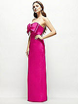 Alt View 3 Thumbnail - Think Pink Strapless Satin Column Maxi Dress with Oversized Handcrafted Bow