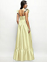 Rear View Thumbnail - Butter Yellow Satin Corset Maxi Dress with Ruffle Straps & Skirt