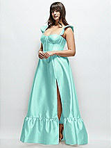 Alt View 2 Thumbnail - Coastal Satin Corset Maxi Dress with Ruffle Straps & Skirt