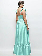 Alt View 3 Thumbnail - Coastal Satin Corset Maxi Dress with Ruffle Straps & Skirt