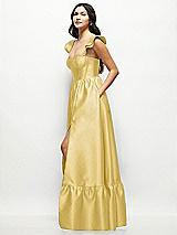 Side View Thumbnail - Maize Satin Corset Maxi Dress with Ruffle Straps & Skirt