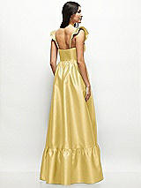 Rear View Thumbnail - Maize Satin Corset Maxi Dress with Ruffle Straps & Skirt