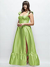 Alt View 2 Thumbnail - Mojito Satin Corset Maxi Dress with Ruffle Straps & Skirt