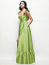 Side View Thumbnail - Mojito Satin Corset Maxi Dress with Ruffle Straps & Skirt