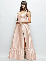 Alt View 2 Thumbnail - Cameo Satin Corset Maxi Dress with Ruffle Straps & Skirt