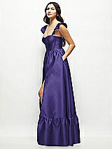 Side View Thumbnail - Grape Satin Corset Maxi Dress with Ruffle Straps & Skirt