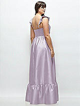 Alt View 3 Thumbnail - Lilac Haze Satin Corset Maxi Dress with Ruffle Straps & Skirt