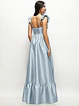 Rear View Thumbnail - Mist Satin Corset Maxi Dress with Ruffle Straps & Skirt