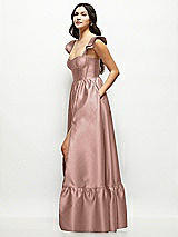 Side View Thumbnail - Neu Nude Satin Corset Maxi Dress with Ruffle Straps & Skirt